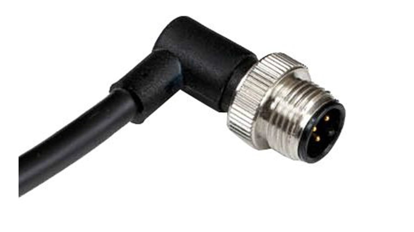 RS PRO Érzékelő-működtető kábel, M12 - Szereletlen - 4 érintkező, 250 V, 4 A, 5m
