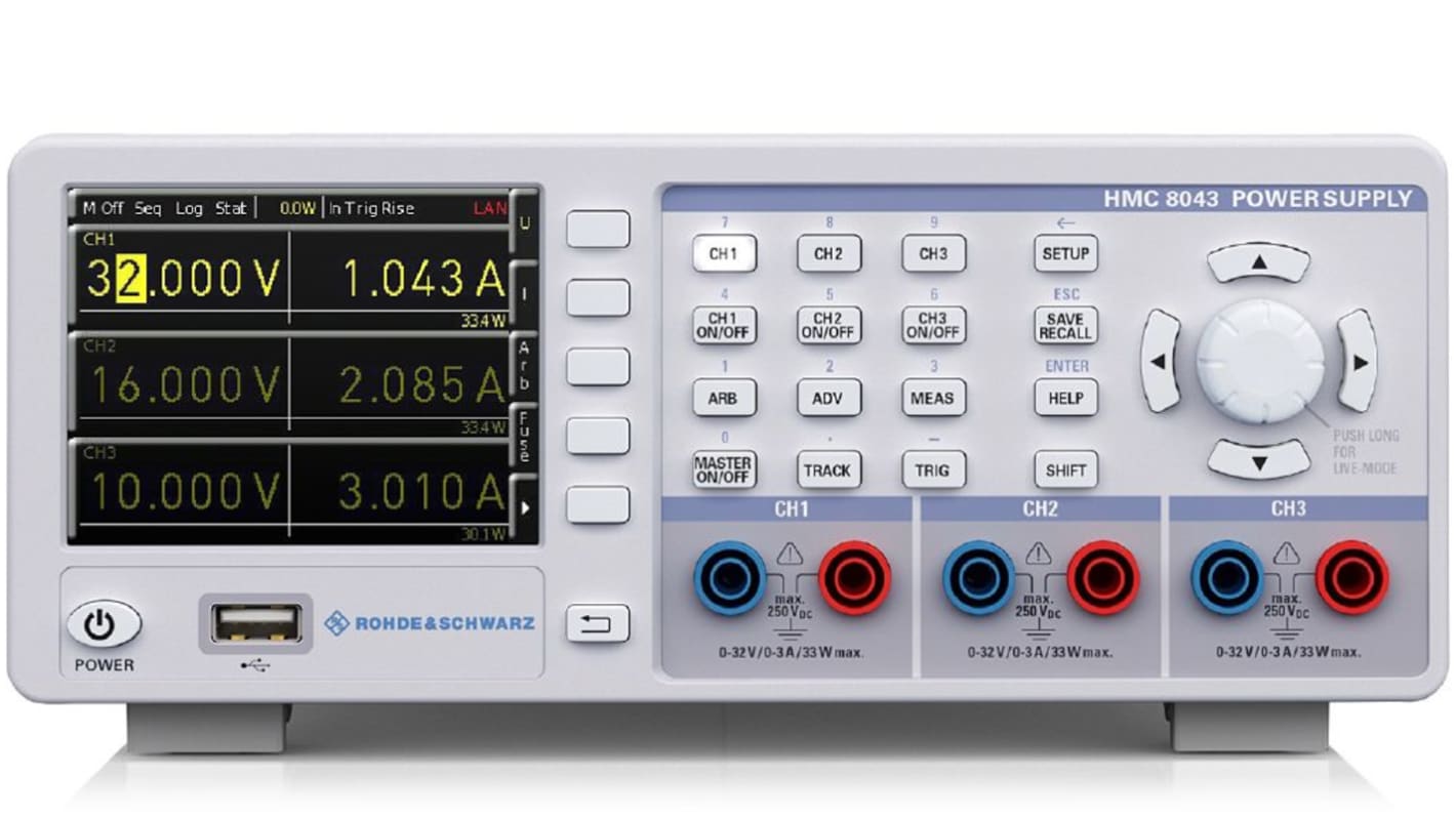 Rohde & Schwarz HMC804X Series Digital Bench Power Supply, 0 → 30V, 3A, 3-Output, 33W