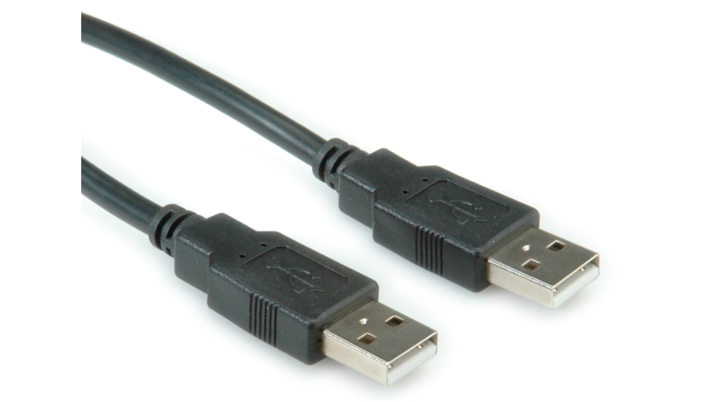 Roline USB-kábel, USB A - USB A, Fekete, 3m