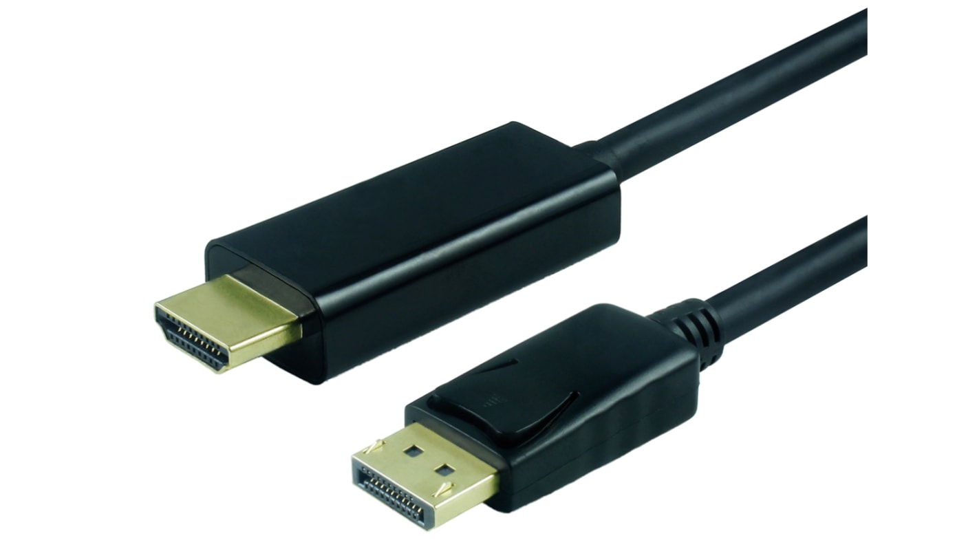 Roline Male DisplayPort to Male HDMI, PVC Cable, 4K, 1m