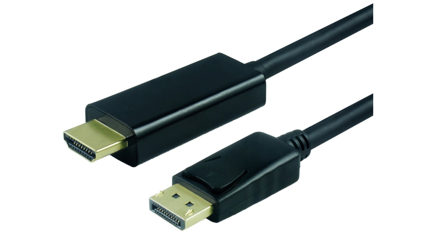 Cable DisplayPort negro Roline, con. A: DisplayPort macho, con. B: HDMI macho, long. 2m