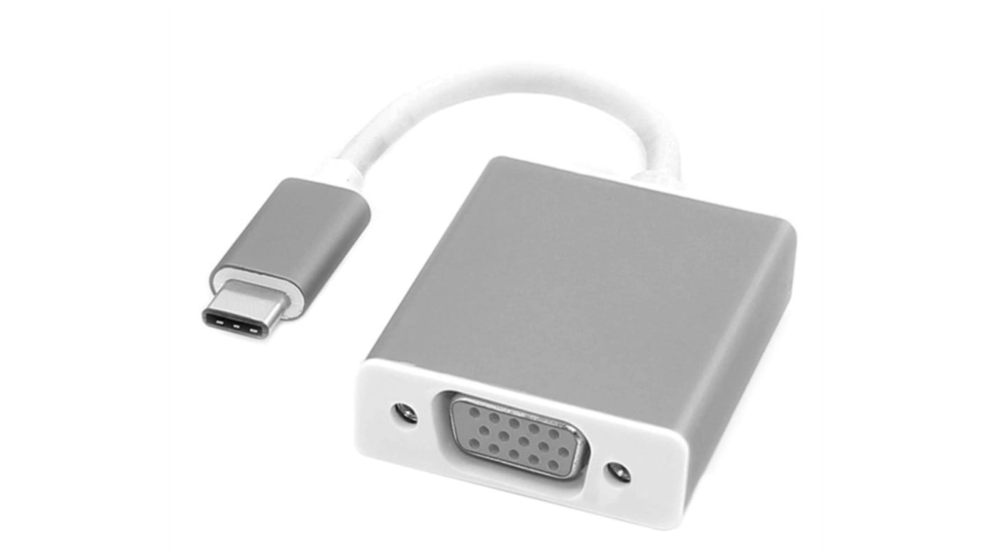 Cable USB 3.1 Roline, con A. USB C Macho, con B. VGA Hembra, long. 100mm, color Plateado