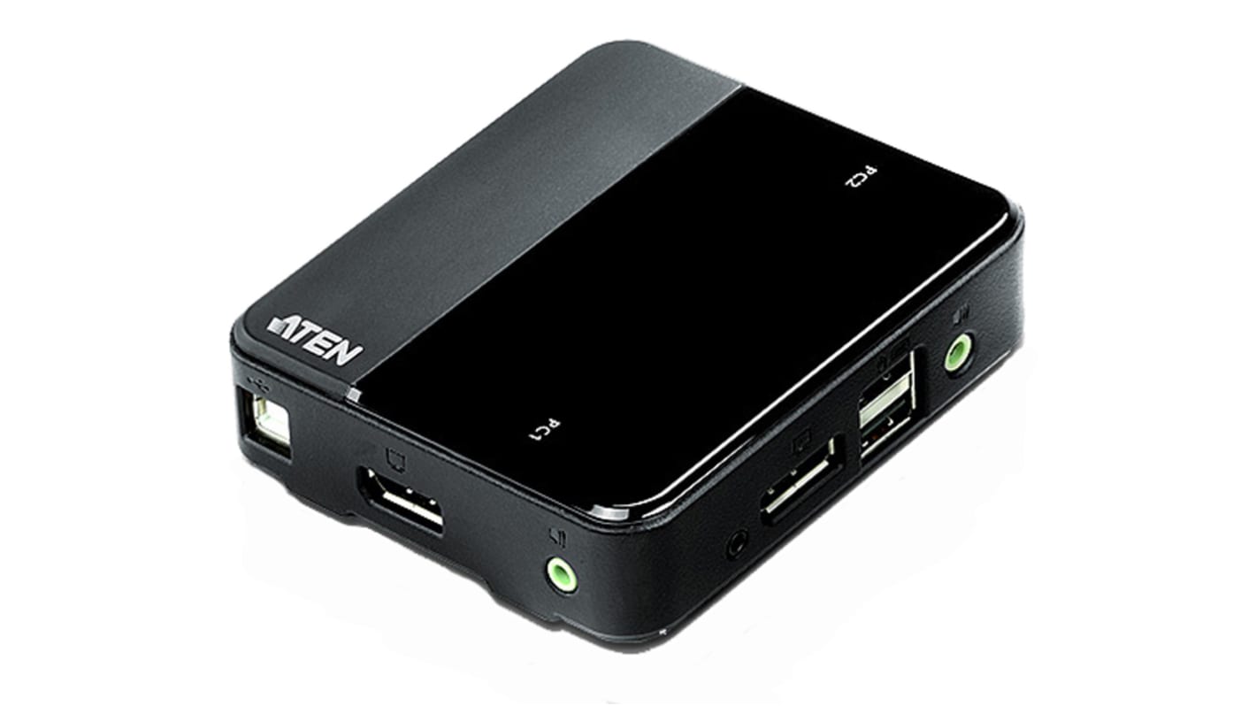 Aten KVM-Switch 2-Port DisplayPort USB 3,5 mm Stereo 93.7 x 93 x 26.8mm