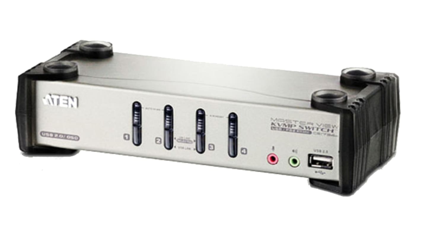 Aten KVM-Switch 4-Port VGA PS/2, USB 3,5 mm Stereo 210 x 88 x 55.5mm