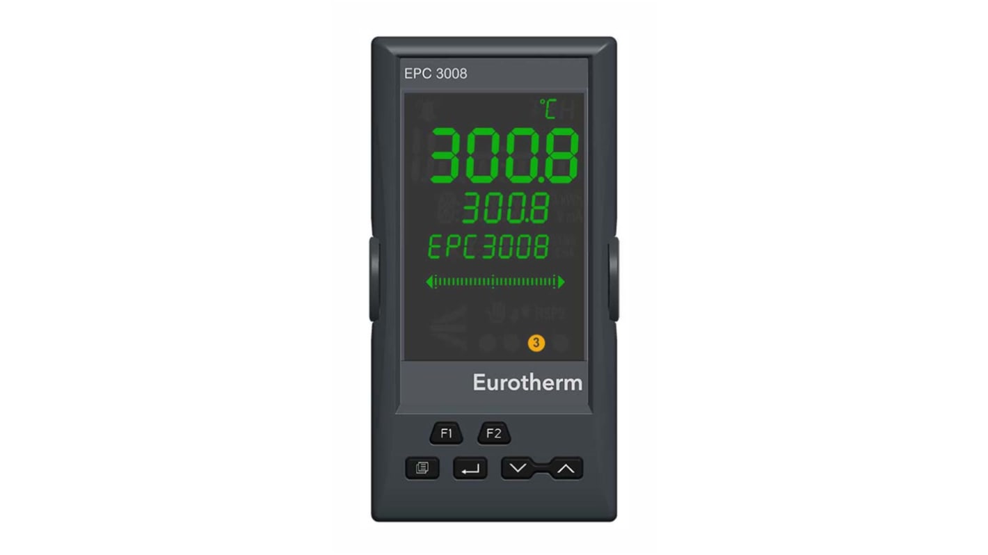 Eurotherm EPC3008 Panel Mount PID Temperature Controller, 96 x 48mm 2 PV and 4 Digital Input, 4 Output DC Voltage,