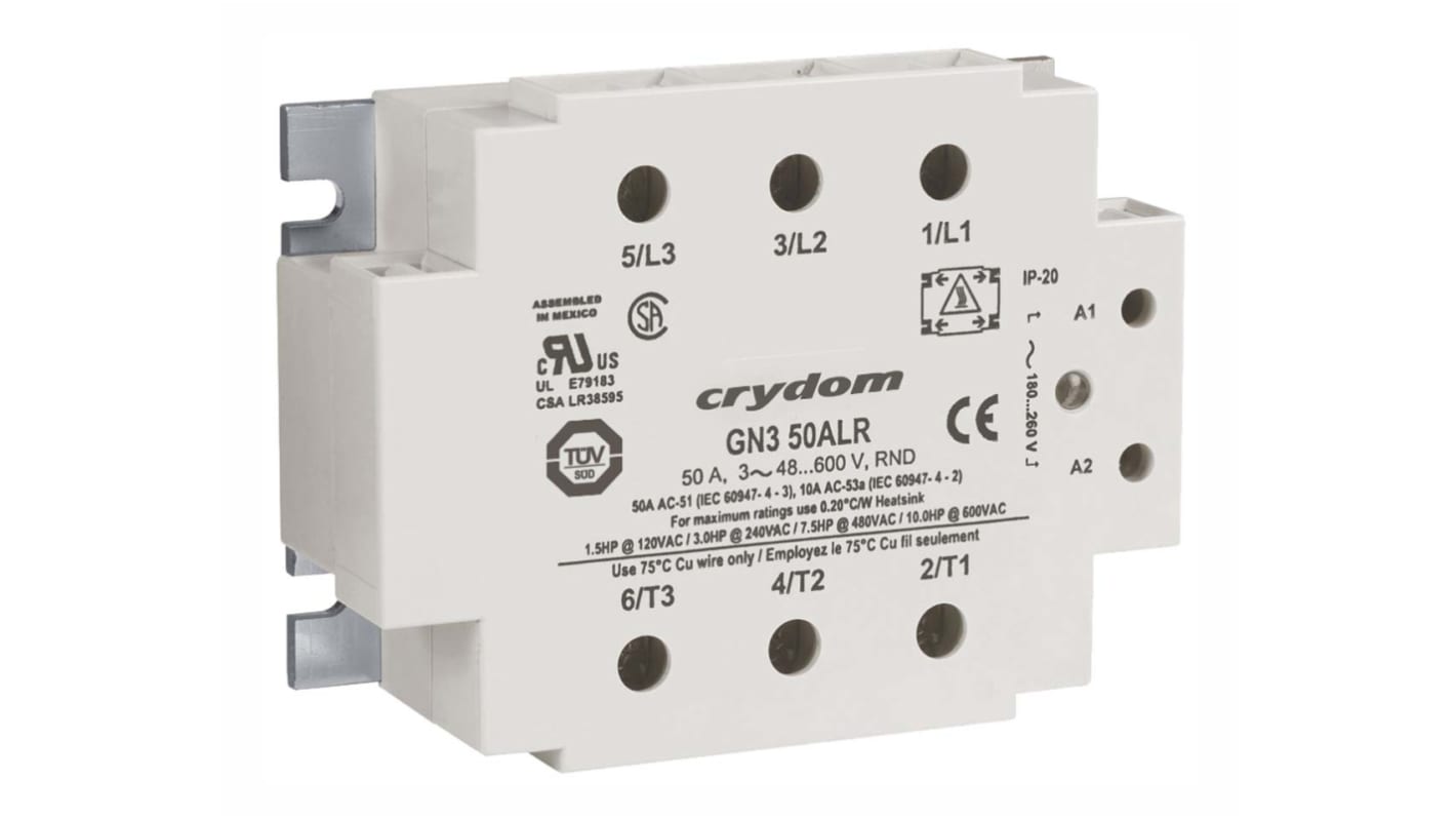 Relais statique Sensata Crydom GN3, 25 A rms, Montage panneau, 32 V c.c., 600 V c.a.