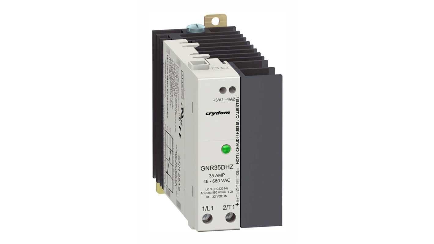 Sensata Crydom GNR Series Solid State Relay, 45 A rms Load, DIN Rail Mount, 600 V rms Load, 32 V dc Control