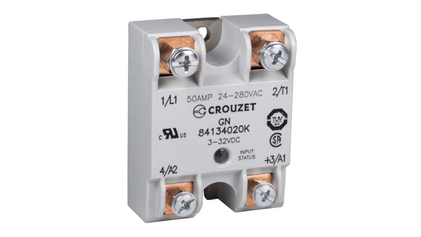 Sensata / Crydom 8413 Series Solid State Relay, 50 A rms Load, Panel Mount, 280 V ac Load, 32 V dc Control