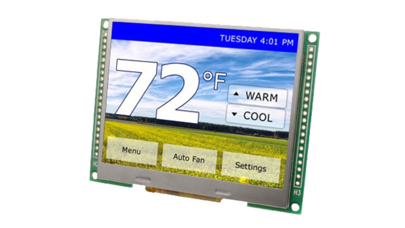 Displaytech Színes LCD kijelző 3.5in Átadó TFT, QVGA, 320 x 240pixelek, LED háttérvilágítás, 18 adatbusz /