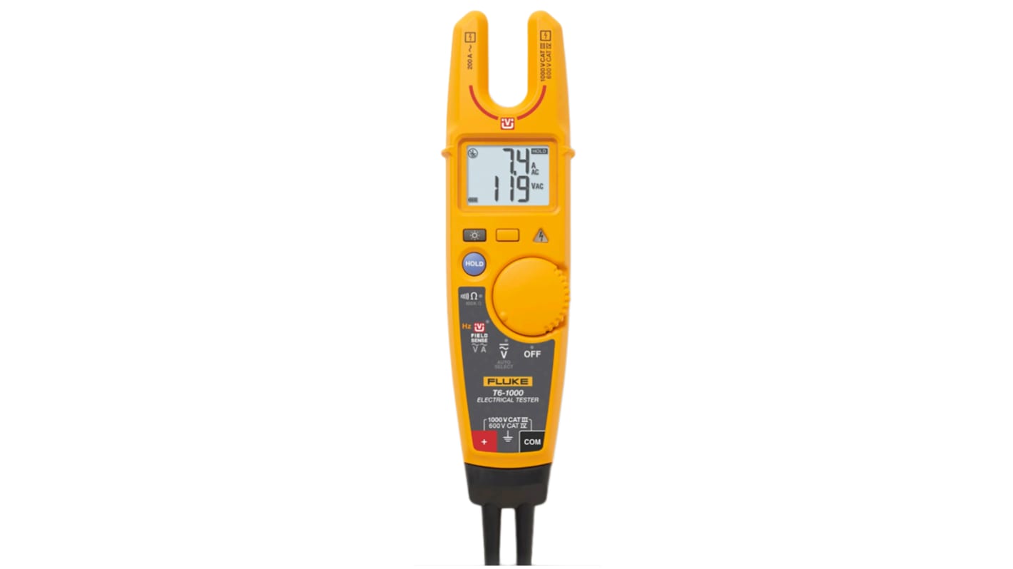 Fluke T6-1000, LCD Voltage tester, 1000V, Battery Powered, CAT III 1000V With RS Calibration