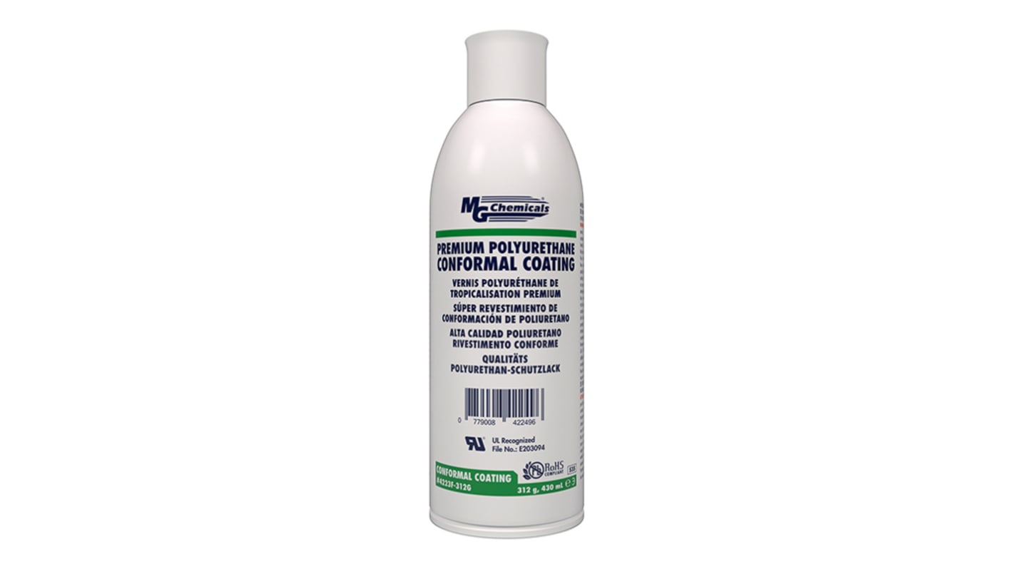 MG Chemicals Clear PUR Conformal Coating, 430 ml Aerosol, -40°C min, +145°C max
