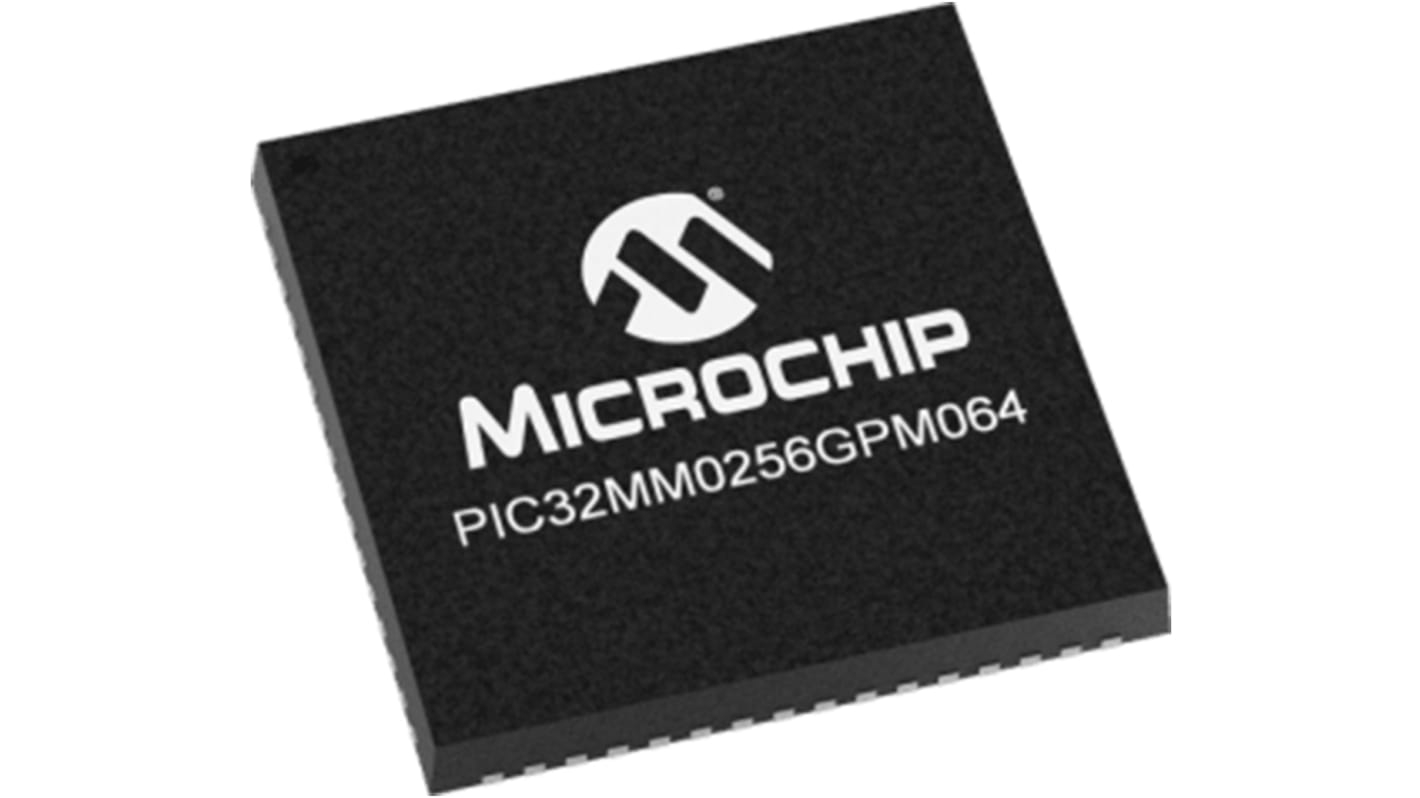 Microchip PIC32MM0256GPM064-I/MR, 32bit microAptiv UC 32 bit Microcontroller, PIC32, 25MHz, 256 kB Flash, 64-Pin QFN