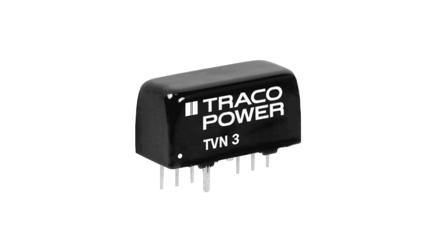 TRACOPOWER TVN 3 DC-DC Converter, ±15V dc/ ±100mA Output, 4.5 → 13.2 V dc Input, 3W, Through Hole, +75°C Max