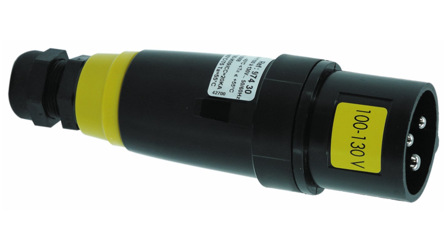 Emerson PRE Leistungssteckverbinder Stecker Rot 2P + E, 100 → 130 V / 32A, Kabelmontage IP66