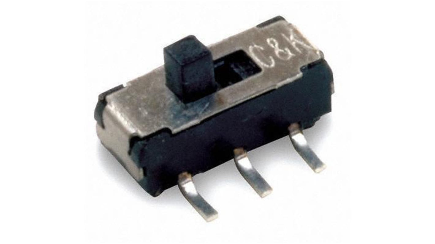 Przełącznik suwakowy, SPDT, SMD, 6V dc, 300 mA, -40 → +85°C, C & K