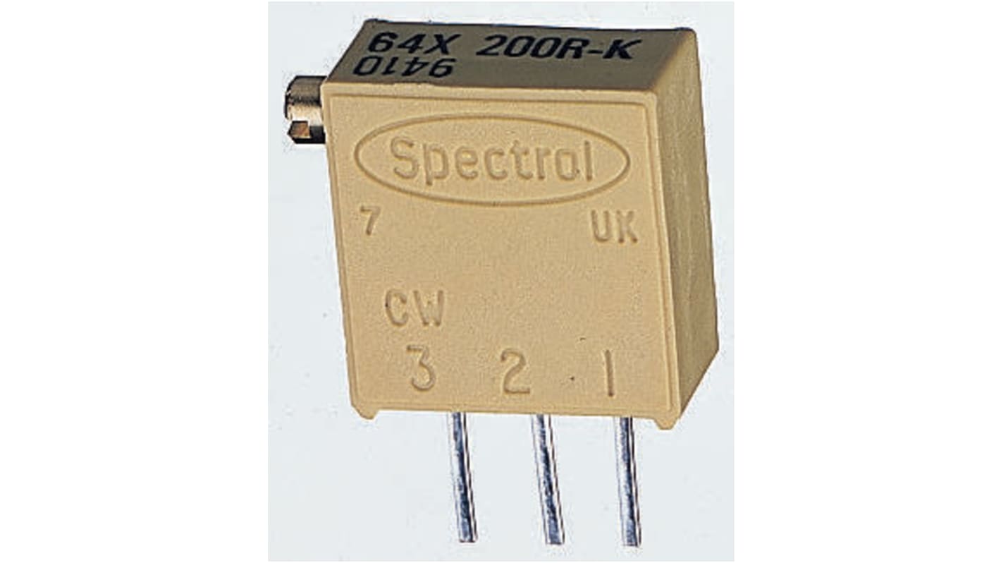 Vishay 64X Series 19 (Electrical), 22 (Mechanical)-Turn Through Hole Trimmer Resistor with Pin Terminations, 20kΩ ±10%