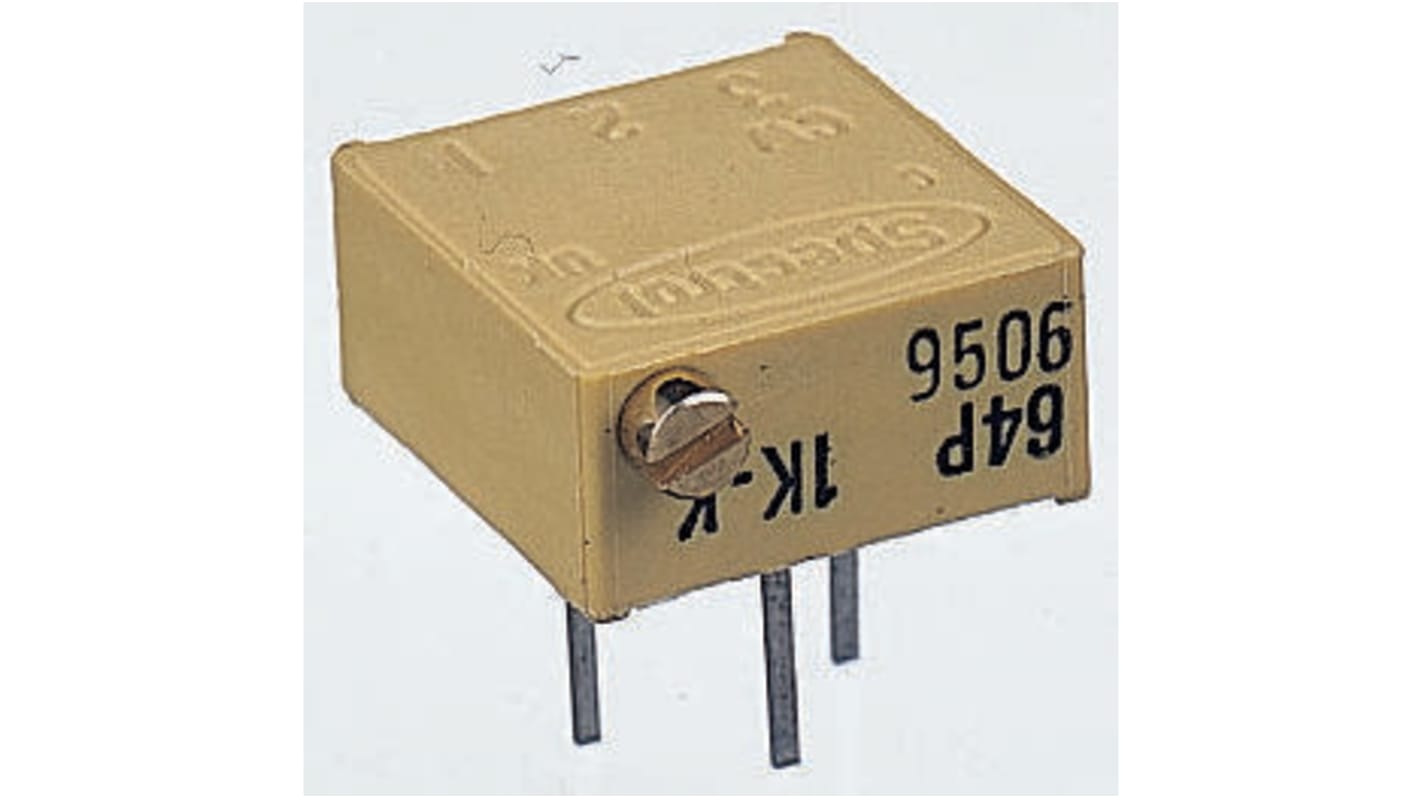 Vishay 64P Series 19 (Electrical), 22 (Mechanical)-Turn Through Hole Trimmer Resistor with Pin Terminations, 50kΩ ±10%