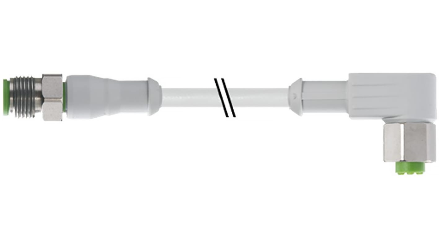 Cable de conexión RS PRO, con. A M12 Hembra, 5 polos, con. B M12 Macho, 5 polos, long. 5m, 125 V ac / dc, 4 A, IP65,