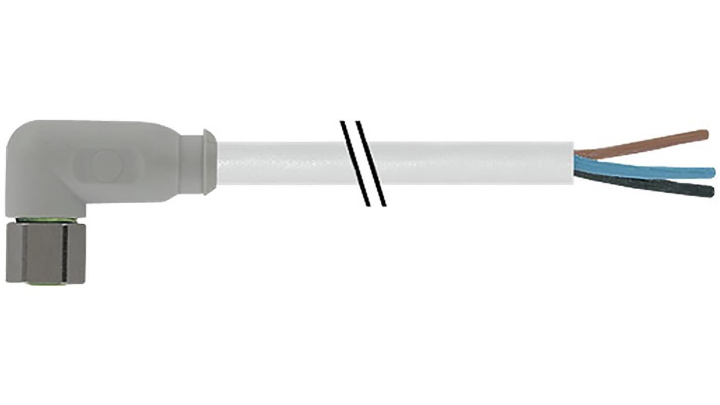 Cable de conexión RS PRO, con. A M8 Hembra, 3 polos, con. B Sin terminación, long. 2m, 60 V ac / dc, 4 A, IP65, IP66K,