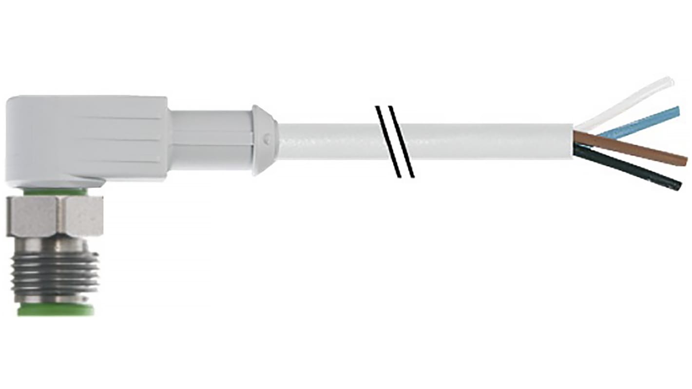 RS PRO Érzékelő-működtető kábel, M12 - Szereletlen - 3 érintkező, 250 V AC/DC, 4 A, 2m