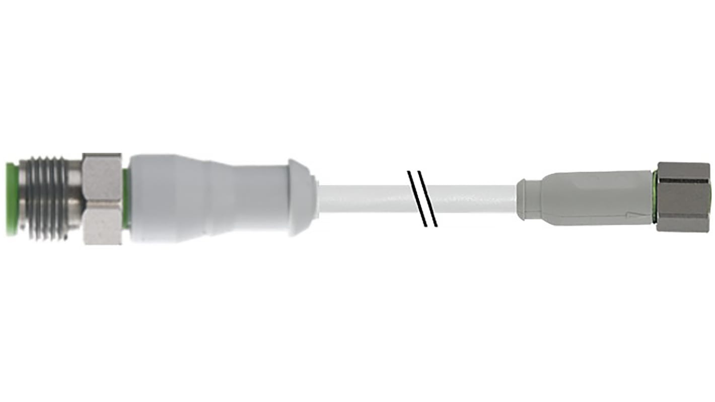 Cable de conexión RS PRO, con. A M8 Hembra, 3 polos, con. B M12 Macho, 3 polos, long. 5m, 60 V ac / dc, 4 A, IP65, IP67
