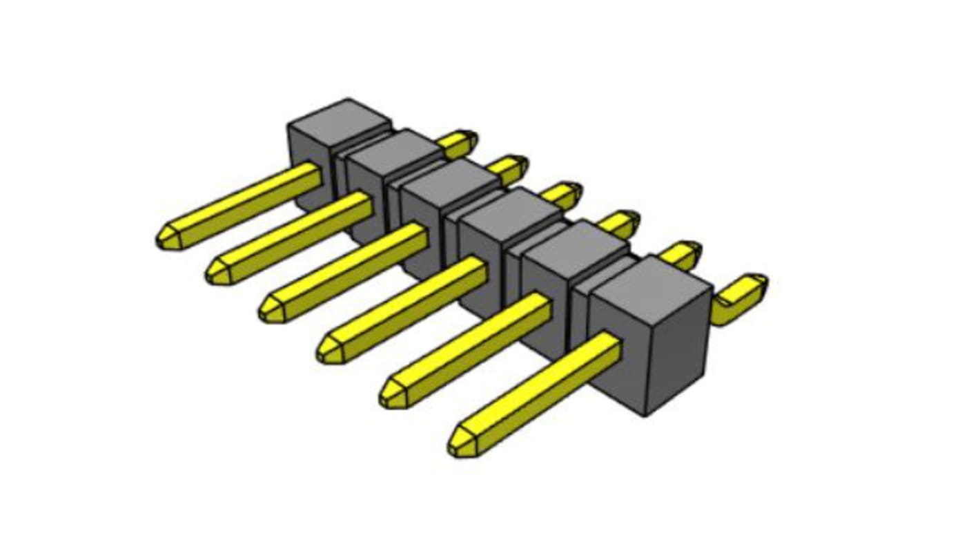 Samtec TSM Stiftleiste gewinkelt, 6-polig / 1-reihig, Raster 2.54mm, Platine-Platine, Kabel-Platine,