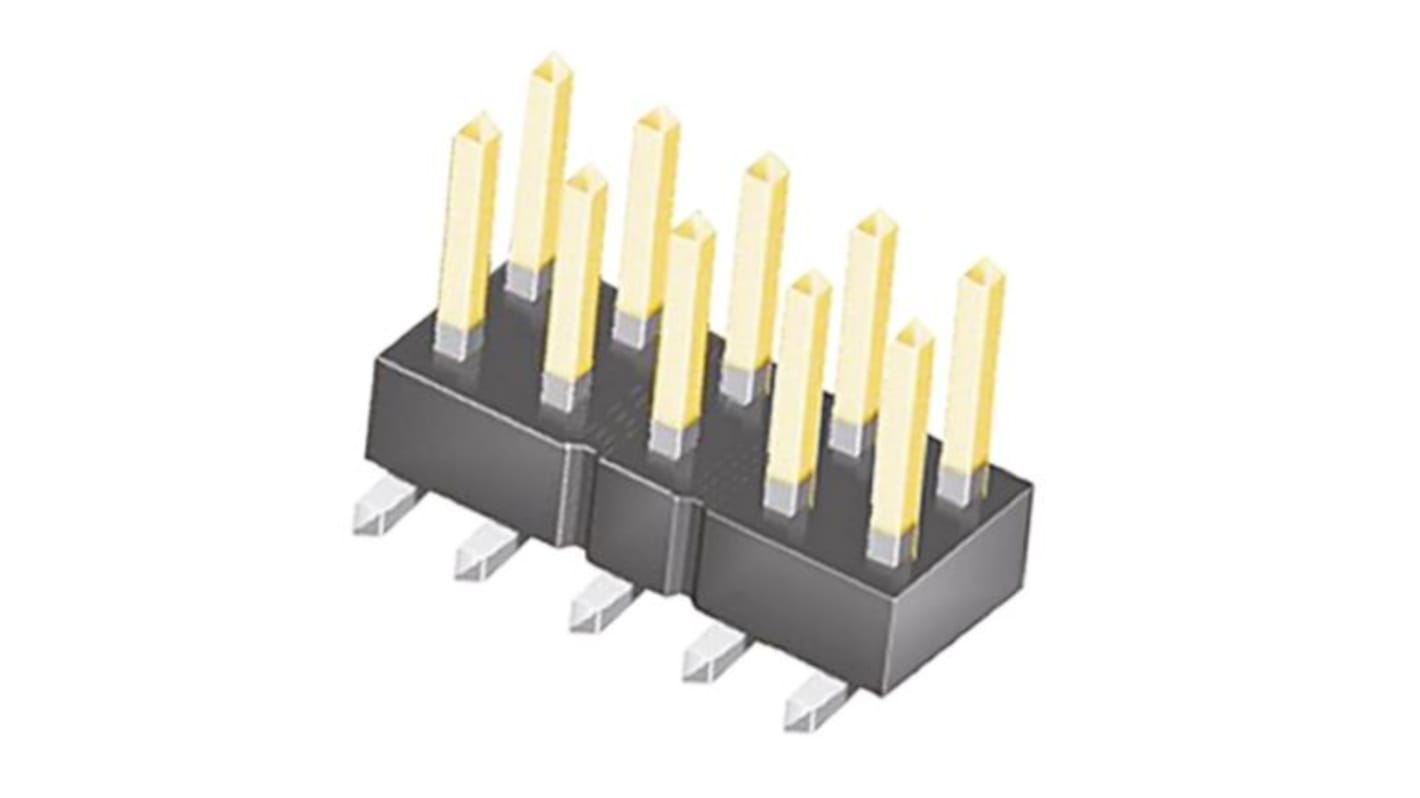 Samtec TSM Series Straight Surface Mount Pin Header, 14 Contact(s), 2.54mm Pitch, 2 Row(s), Unshrouded