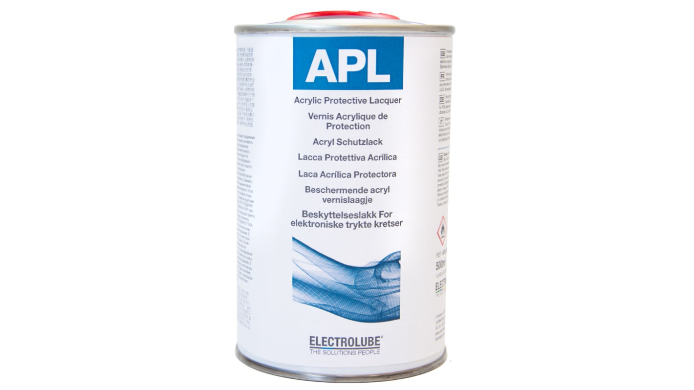 Electrolube Transparent Acrylic Resin Conformal Coating, 500 ml Tin, -55°C min, +125°C max