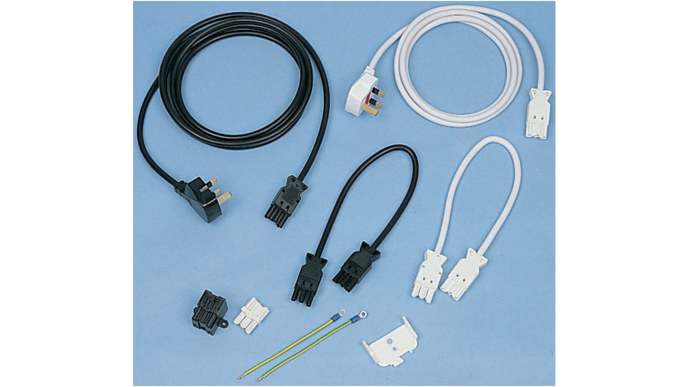 Wieland Stecker/Buchse ST18 Leuchtensteckverbinder, Überbrückungskabel, Weiß, L. 2m, 1,5 mm²