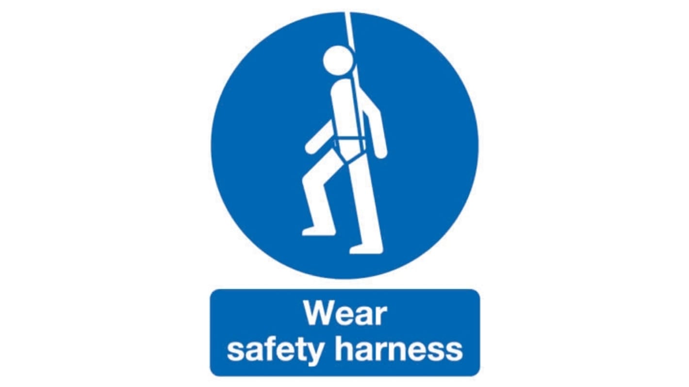 Brady Gebotsaufkleber "Wear Safety Harness" mit Piktogramm: Fallschutz, Vinyl Englisch, B 150mm, H 200 mm