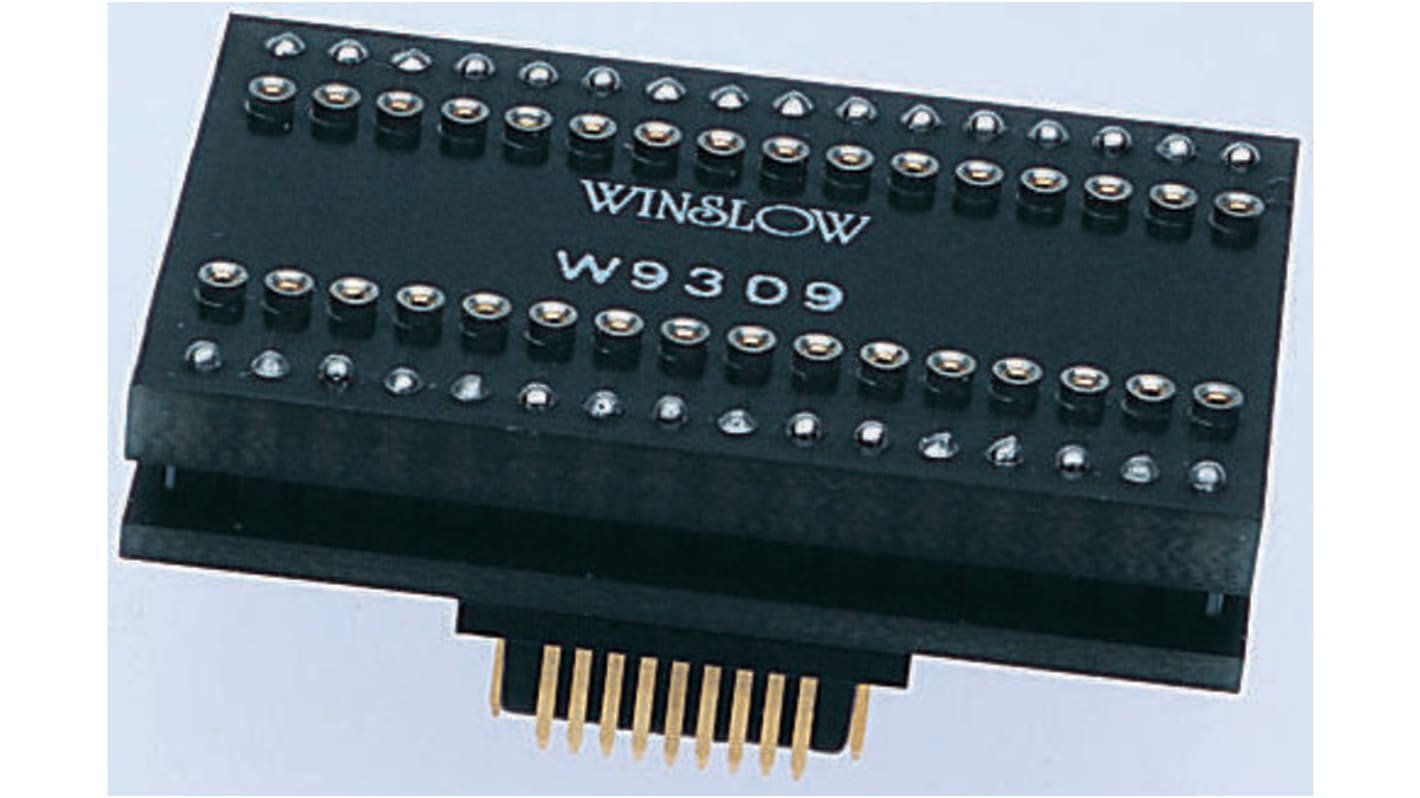 Winslow Straight Through Hole Mount 1.27 mm, 15.24 mm Pitch IC Socket Adapter, 40 Pin Female DIP to 44 Pin Male PLCC