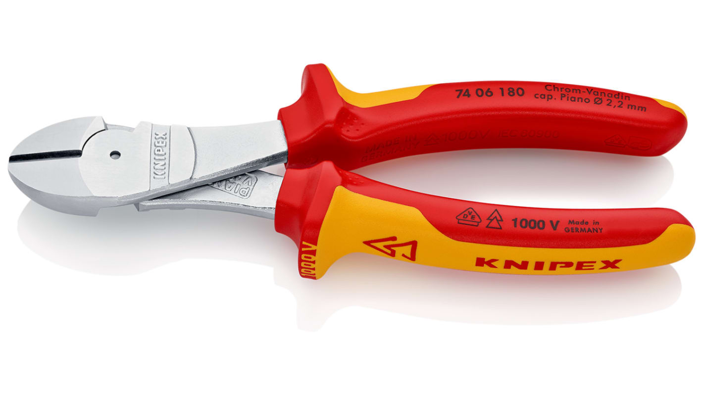 Knipex Side 全体長さ：180 mm 最大切断能力：3.8mm, 74 06 180