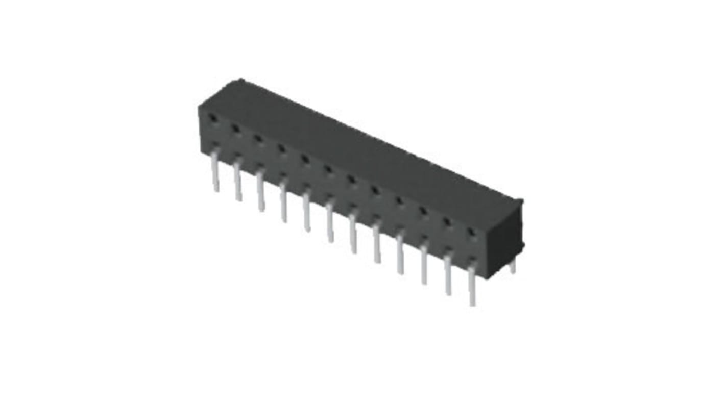 Samtec MMS Series Straight Through Hole Mount PCB Socket, 24-Contact, 2-Row, 2mm Pitch, Solder Termination