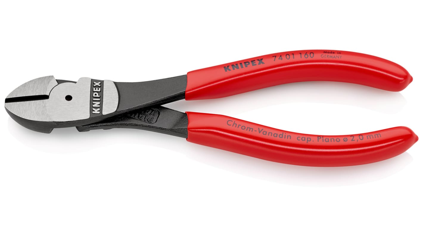 Alicates de corte lateral Knipex, capacidad de corte 3.1mm, long. total 160 mm