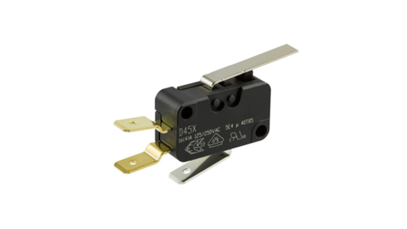 D459V3LL ZF Long Leaf Lever Micro Switch, Tab Terminal, 16 A 250 V