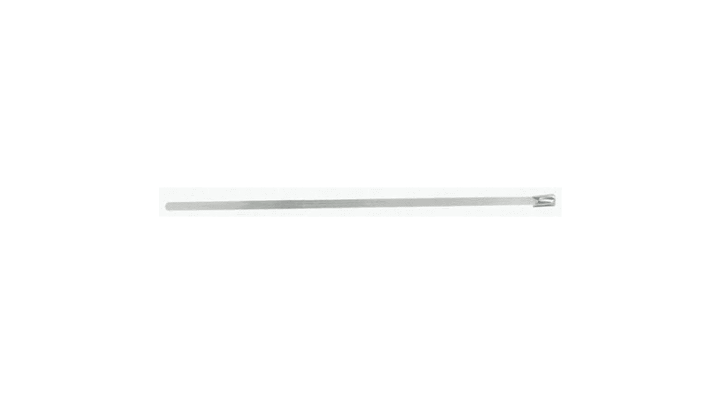 RS PRO Cable Tie, Roller Ball, 1m x 4.6 mm, Metallic 316 Stainless Steel, Pk-100