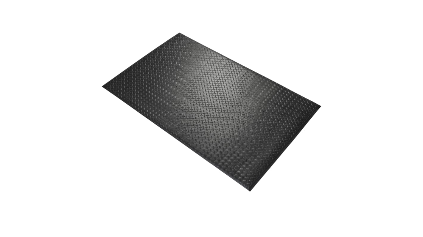 RS PRO Schwarz Anti-Ermüdungsmatte Antirutsch PVC-Schaum Fest Trocken, Einzelne, 1.5m x 0.9m x 9.5mm