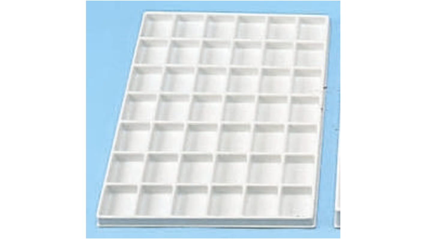 Caja organizadora Licefa de 25 compartimentos de PS Blanco, 44mm x 62mm x 17mm