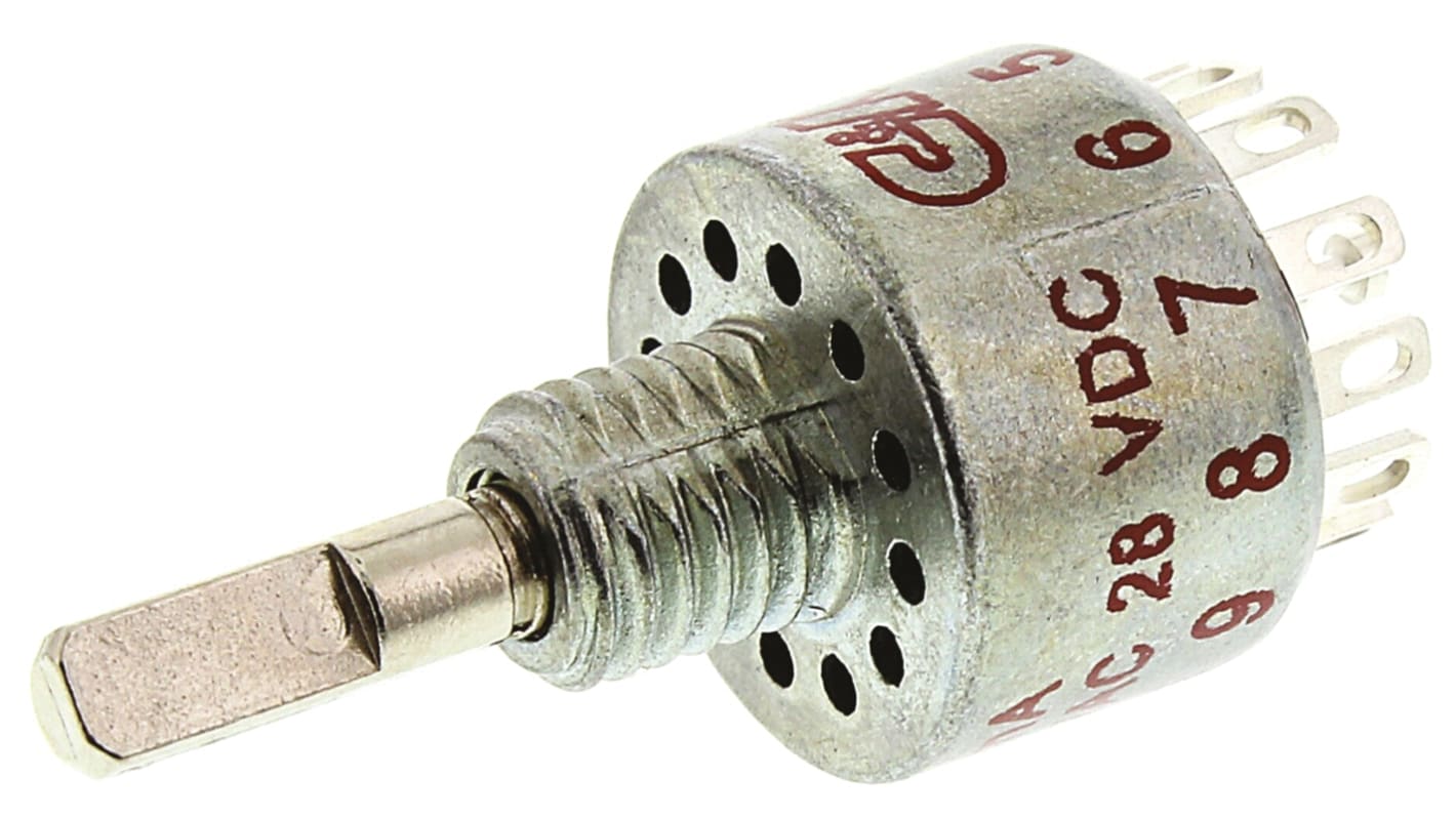 Przełącznik obrotowy, SPST, 250 mA przy 28 V DC, 125 V ac, 28V dc, 12-położeniowy, C & K