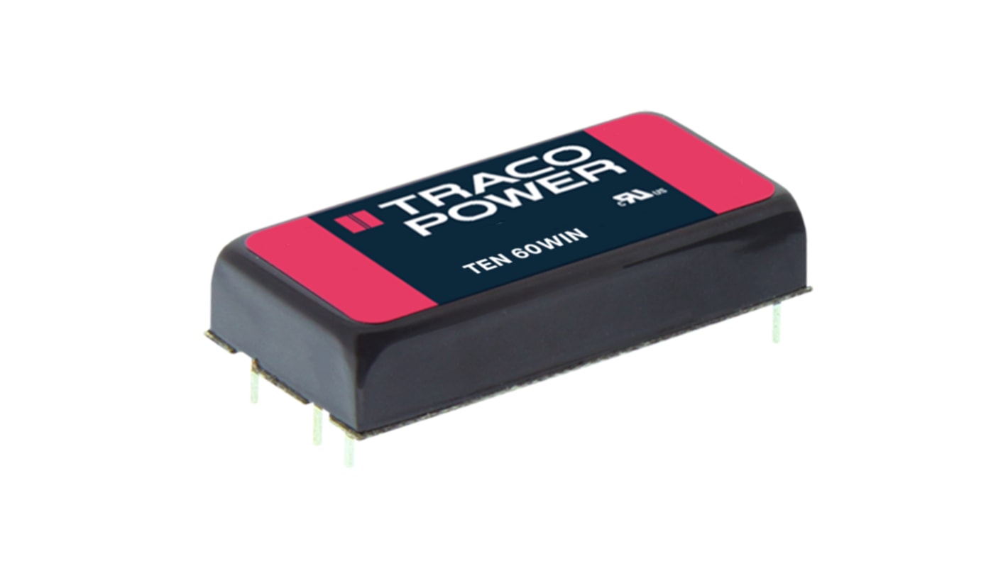 TRACOPOWER TEN 60WIN DC-DC Converter, 15V dc/ 4A Output, 9 → 36 V dc Input, 60W, Through Hole, +85°C Max Temp