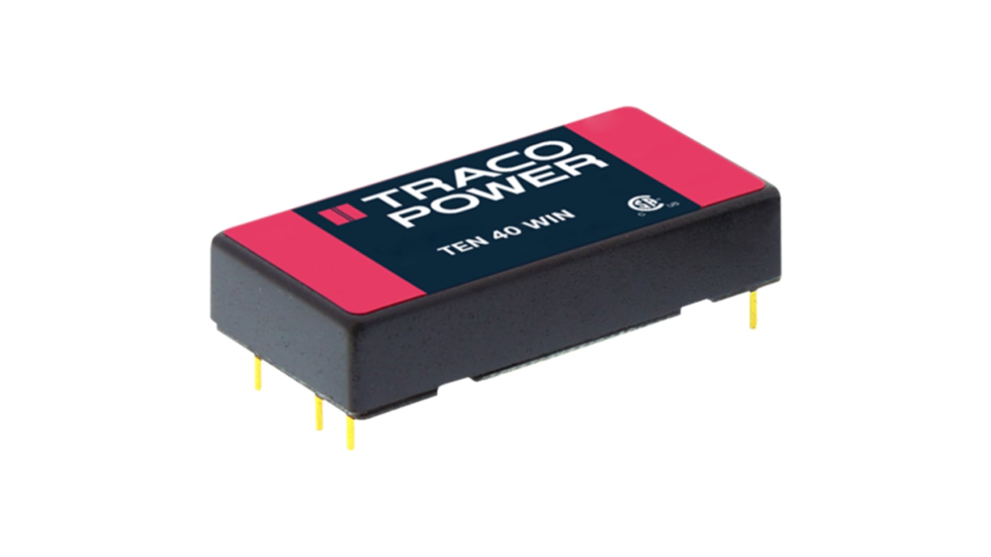 TRACOPOWER TEN 40WIN DC-DC Converter, ±12V dc/ ±1.67A Output, 9 → 36 V dc Input, 40W, Through Hole, +75°C Max