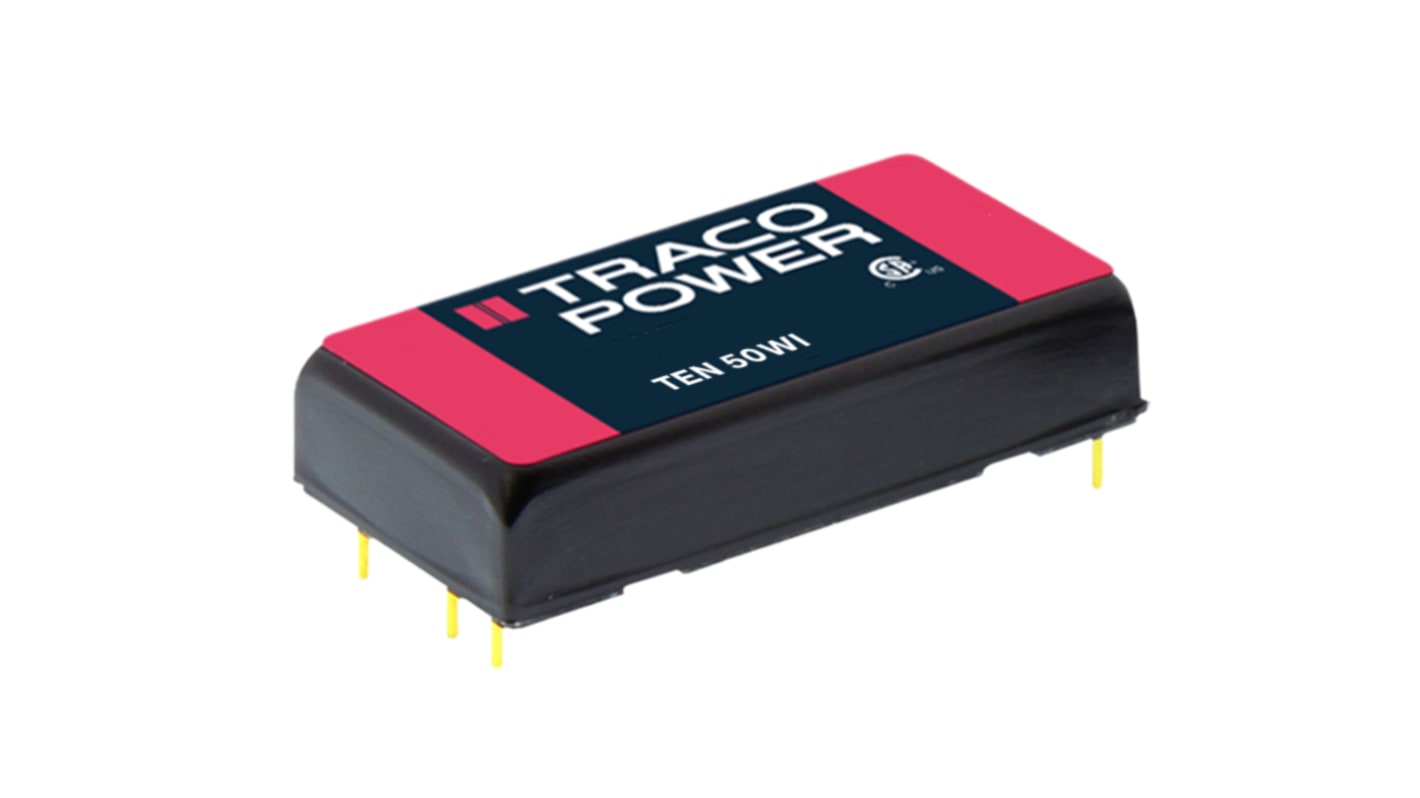 TRACOPOWER TEN 50WI DC-DC Converter, 5V dc/ 10A Output, 9 → 36 V dc Input, 50W, Through Hole, +85°C Max Temp