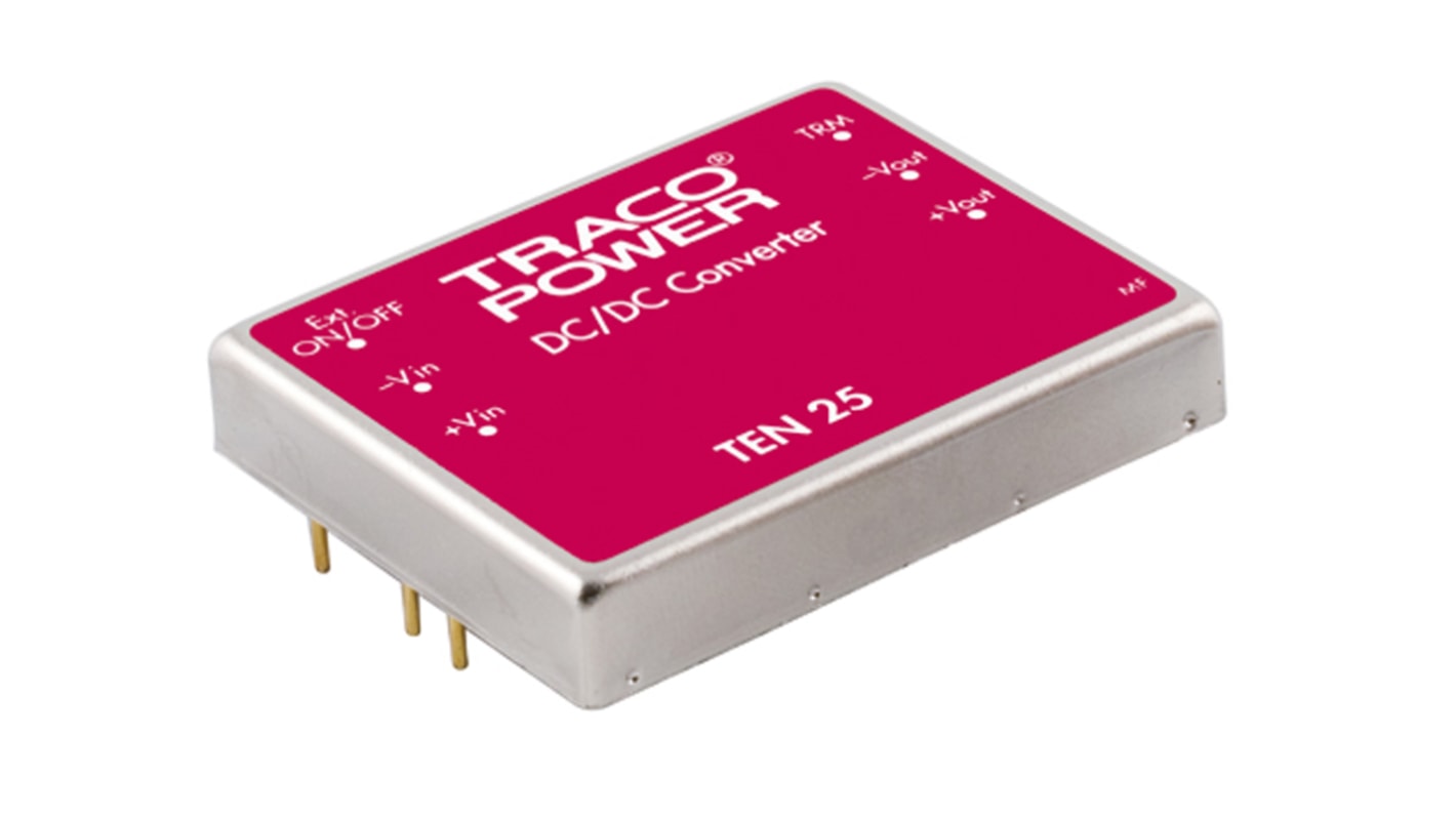 TRACOPOWER TEN 25 DC-DC Converter, ±12V dc/ ±1.25A Output, 36 → 75 V dc Input, 25W, Through Hole, +85°C Max Temp