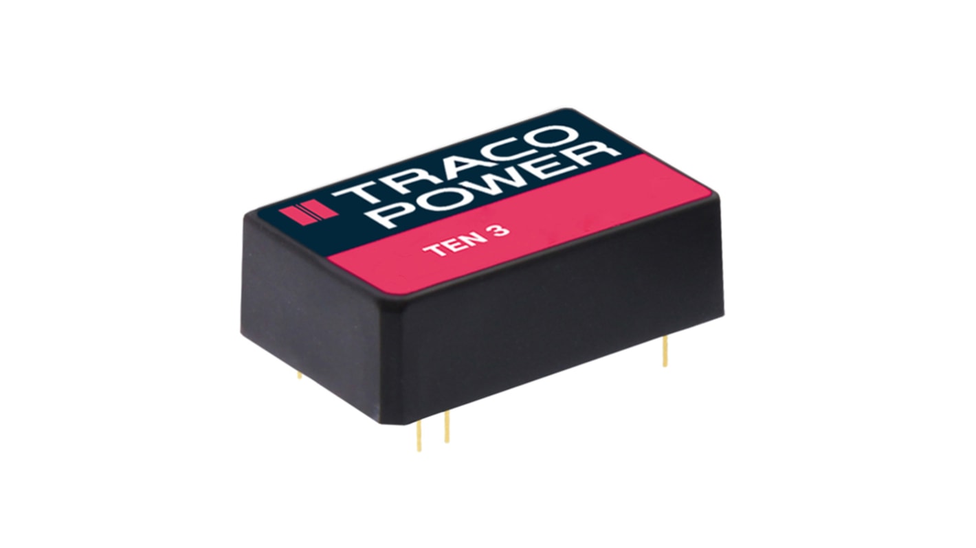 TRACOPOWER TEN 3 DC/DC-Wandler 3W 12 V dc IN, ±12V dc OUT / ±125mA Durchsteckmontage 1.5kV dc isoliert