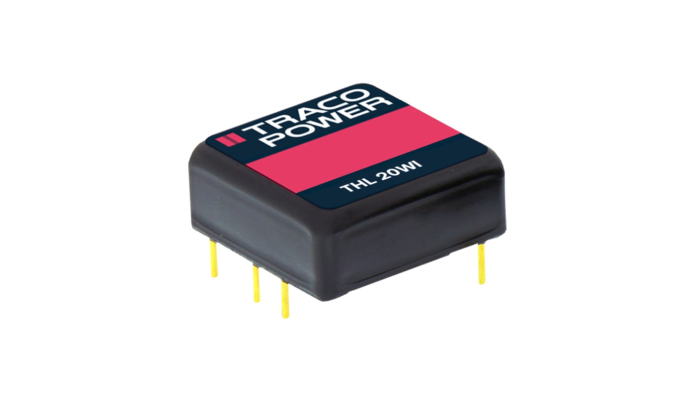 TRACOPOWER THL 20WI DC-DC Converter, 12V dc/ 1.67A Output, 18 → 75 V dc Input, 20W, Through Hole, +85°C Max Temp