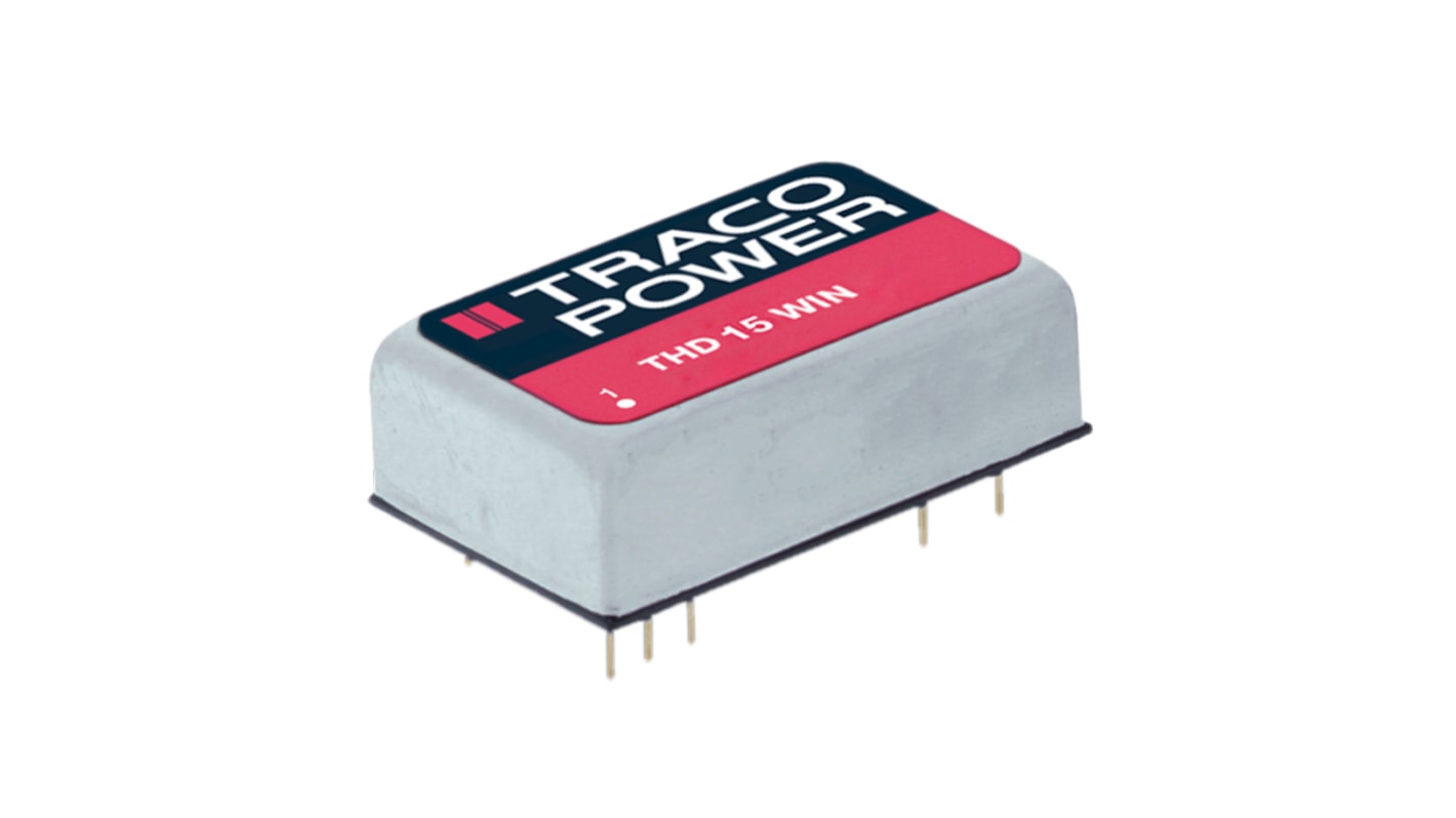 TRACOPOWER THD 15WIN DC-DC Converter, 5V dc/ 3A Output, 9 → 36 V dc Input, 15W, Through Hole, +85°C Max Temp