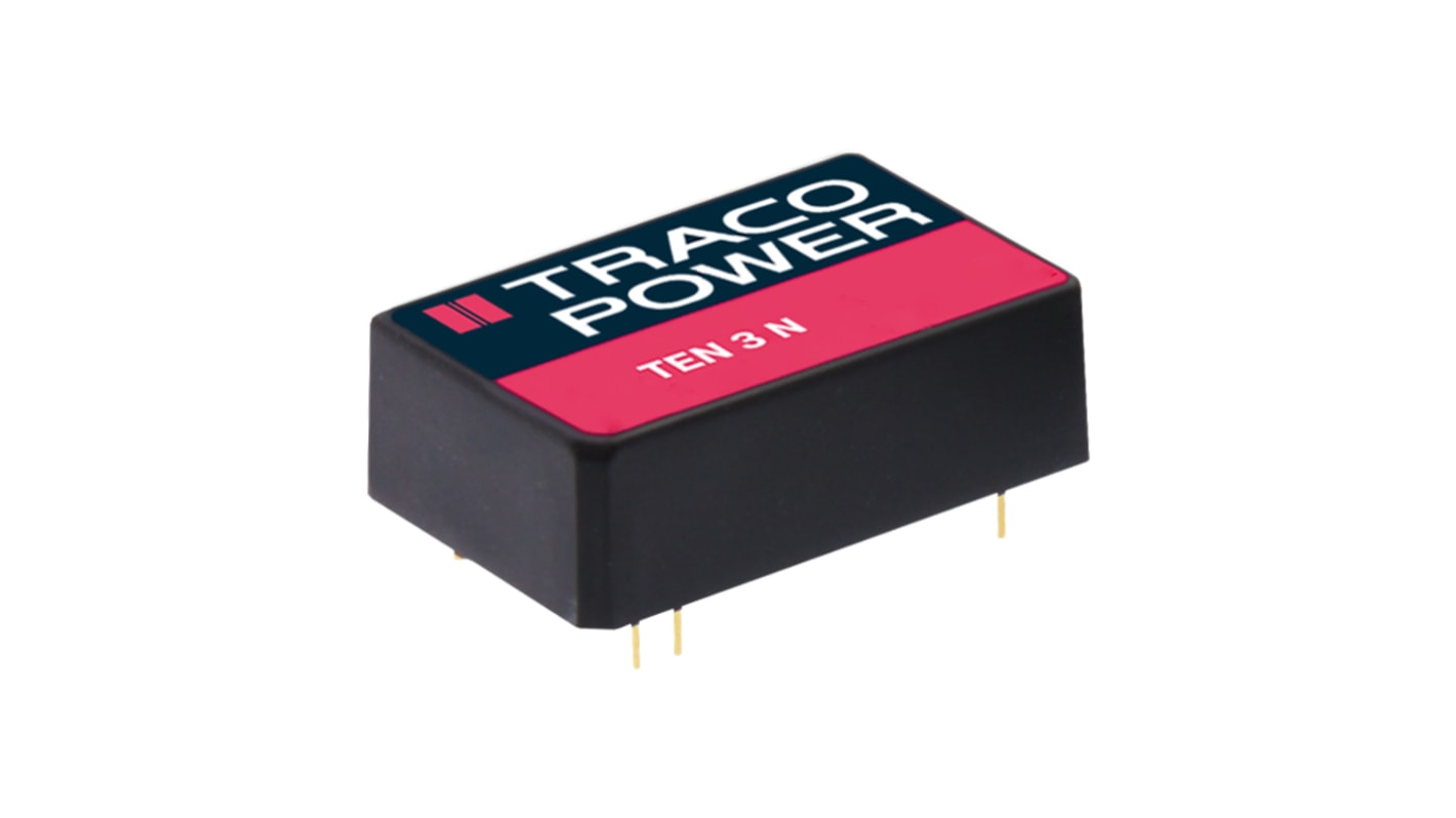 TRACOPOWER DC-DCコンバータ Vout：24V dc 4.5 → 9 V dc, 3W, TEN 3-0515N