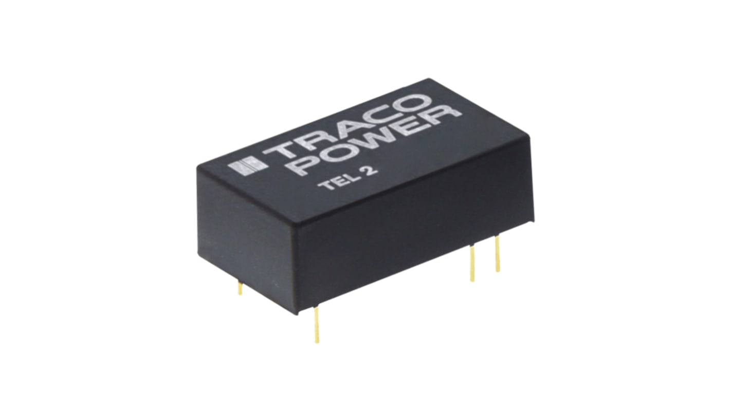 TRACOPOWER TEL 2 DC-DC Converter, 5V dc/ 400mA Output, 9 → 18 V dc Input, 2W, Through Hole, +75°C Max Temp -40°C