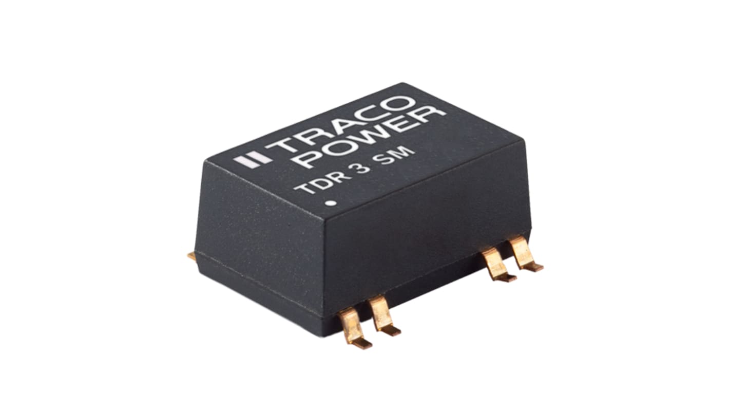 TRACOPOWER TDR 3SM DC-DC Converter, ±12V dc/ ±125mA Output, 4.5 → 9 V dc Input, 3W, Surface Mount, +85°C Max