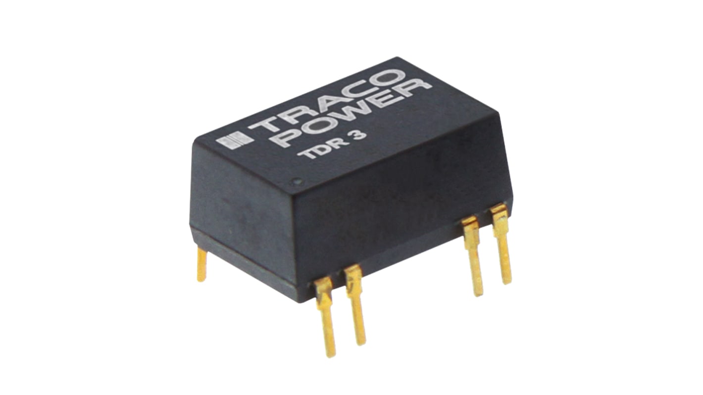 TRACOPOWER TDR 3 DC-DC Converter, ±12V dc/ ±125mA Output, 18 → 36 V dc Input, 3W, Through Hole, +85°C Max Temp